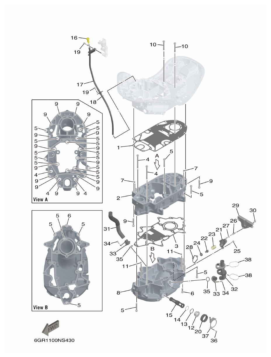 Yamaha XF425NSA2, XF425NSA7 OIL PAN parts diagram